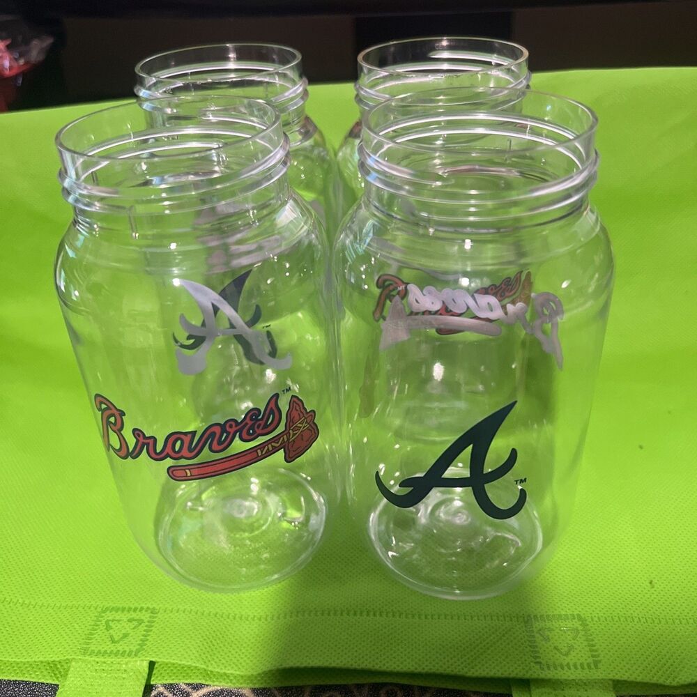 Whirley Lot of 4 MLB Atlanta Braves Plastic Souvenir Beverage Cups Made in USA